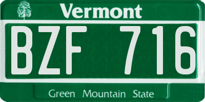 VT license plate BZF716