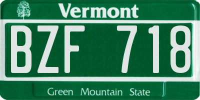 VT license plate BZF718