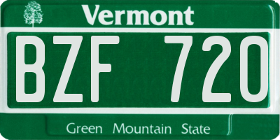 VT license plate BZF720