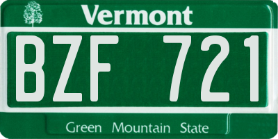 VT license plate BZF721