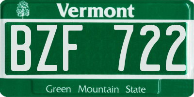 VT license plate BZF722