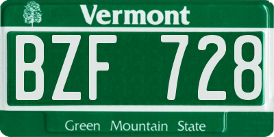 VT license plate BZF728