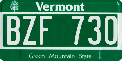 VT license plate BZF730