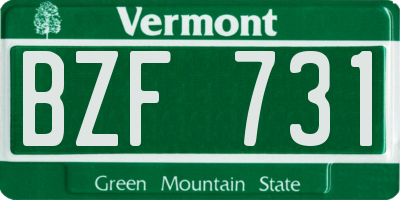 VT license plate BZF731