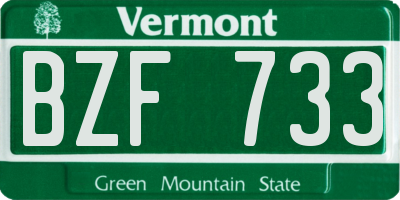VT license plate BZF733