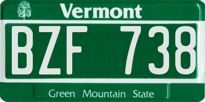 VT license plate BZF738
