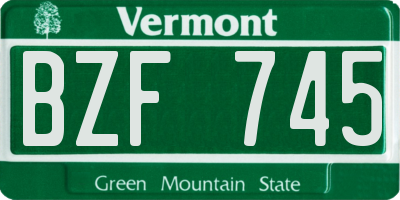 VT license plate BZF745