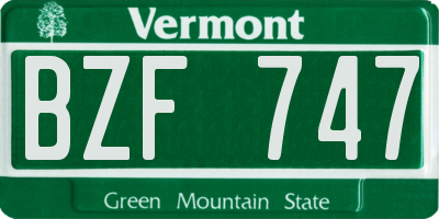 VT license plate BZF747