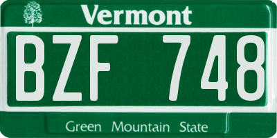 VT license plate BZF748