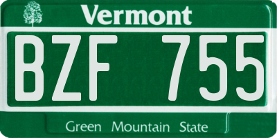 VT license plate BZF755