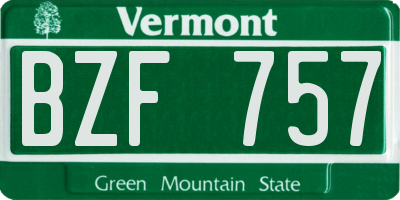 VT license plate BZF757