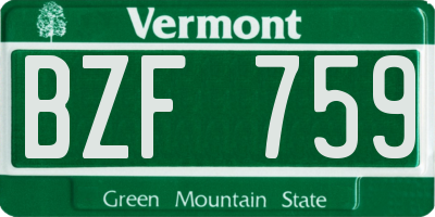 VT license plate BZF759