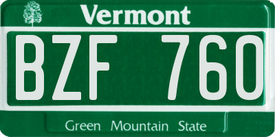 VT license plate BZF760