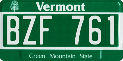 VT license plate BZF761