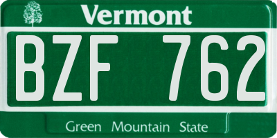VT license plate BZF762
