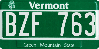 VT license plate BZF763