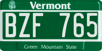 VT license plate BZF765