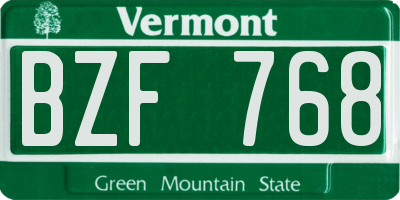 VT license plate BZF768