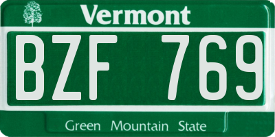 VT license plate BZF769