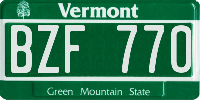 VT license plate BZF770