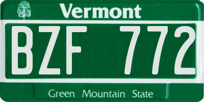 VT license plate BZF772