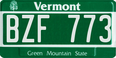 VT license plate BZF773