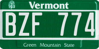 VT license plate BZF774