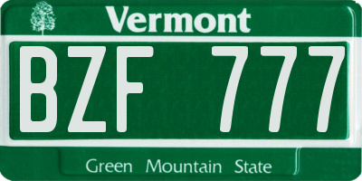 VT license plate BZF777