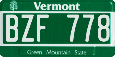 VT license plate BZF778