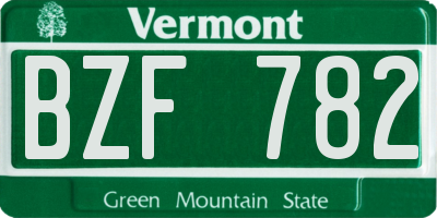 VT license plate BZF782