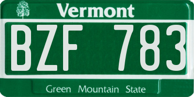 VT license plate BZF783
