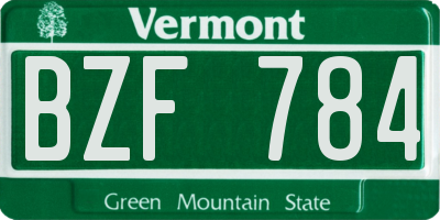 VT license plate BZF784
