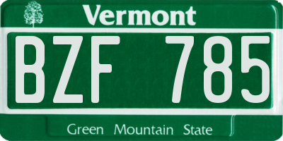 VT license plate BZF785