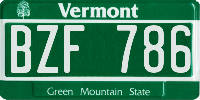 VT license plate BZF786