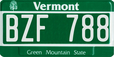 VT license plate BZF788