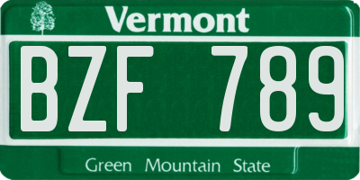 VT license plate BZF789