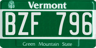 VT license plate BZF796