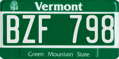 VT license plate BZF798