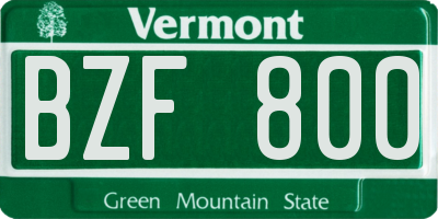 VT license plate BZF800