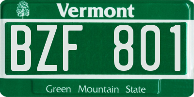 VT license plate BZF801