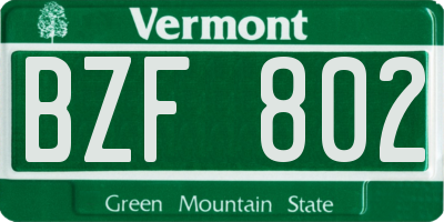 VT license plate BZF802