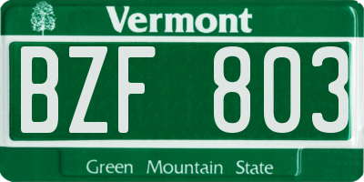 VT license plate BZF803
