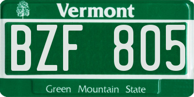 VT license plate BZF805