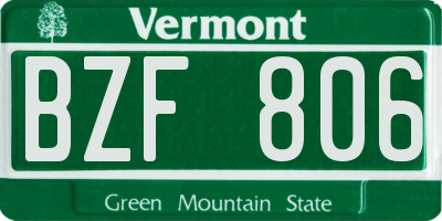 VT license plate BZF806