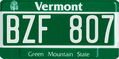 VT license plate BZF807
