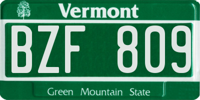 VT license plate BZF809