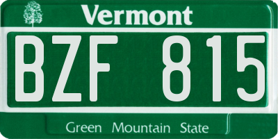 VT license plate BZF815