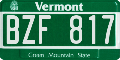 VT license plate BZF817