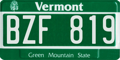 VT license plate BZF819