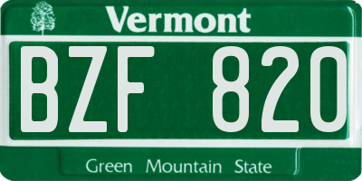 VT license plate BZF820